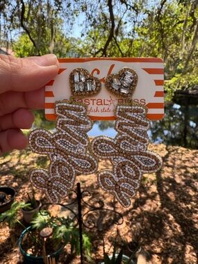 Coastal Bliss Boutique Women's "Wifey" Beaded Crystal Bridal Wife Drop Earrings